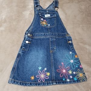 Embroidered Denim Jumper Dress